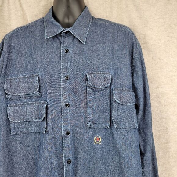 Tommy Hilfiger Y2K Denim Button Up Utility Pockets Shirt - Picture 3 of 11